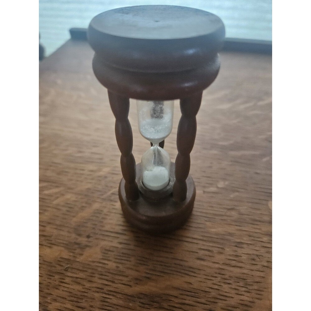 NEVCO Wooden Glass Sand 3 Minute Egg Timer Preowned w/Original Sticker Vintage